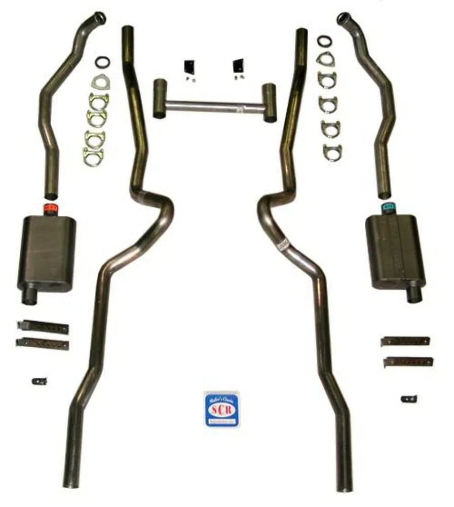 Fits 1955 - 1957 Chevrolet Full Size 2-1_2_ Dual Turbo Exhaust System 63037